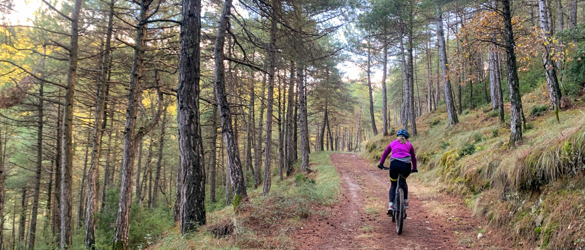 Mountainbiken in de herfst in de Spaanse Pyreneeën